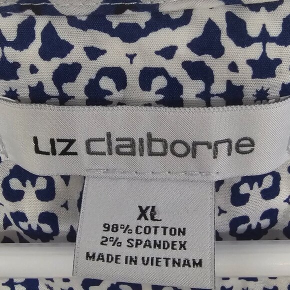 Liz Claiborne Blue White Floral Boho Tank Hippie Festival  XL - Picture 9 of 11